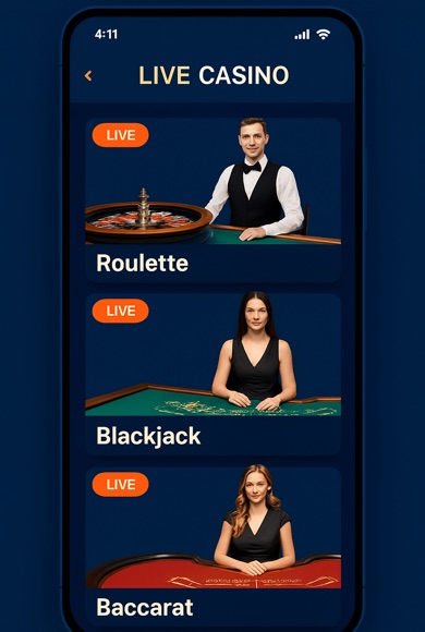 Casinomhub canlı casino ekranı